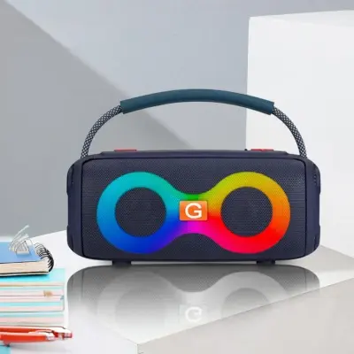 Picture of ET-312 RGB Party Speaker Double Horn Mini Outdoors Portable Speaker Box Rechargeable Speaker With Coloured Lights DJ Sound