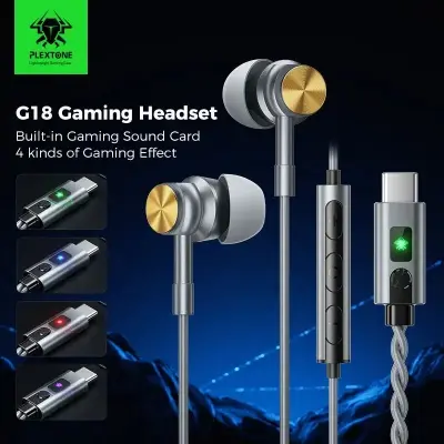 Picture of Plextone G18 Type-C Armor Gaming Earphone Headset In-ear Earbud Game Mode Microphone USB C Earphone