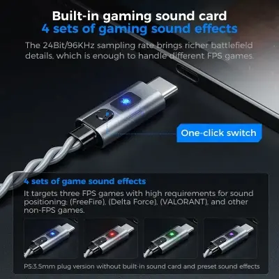 Picture of Plextone G18 Type-C Armor Gaming Earphone Headset In-ear Earbud Game Mode Microphone USB C Earphone