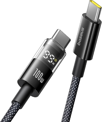 Picture of Baseus Display II USB C To USB C PD 100W Fast Charging Data Cable Type-C To Type-C Charging Cable Smart Monitoring Chip Applicable For Laptops Tablets and Phones