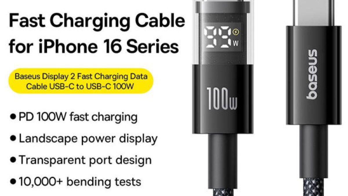 Picture of Baseus Display II USB C To USB C PD 100W Fast Charging Data Cable Type-C To Type-C Charging Cable Smart Monitoring Chip Applicable For Laptops Tablets and Phones