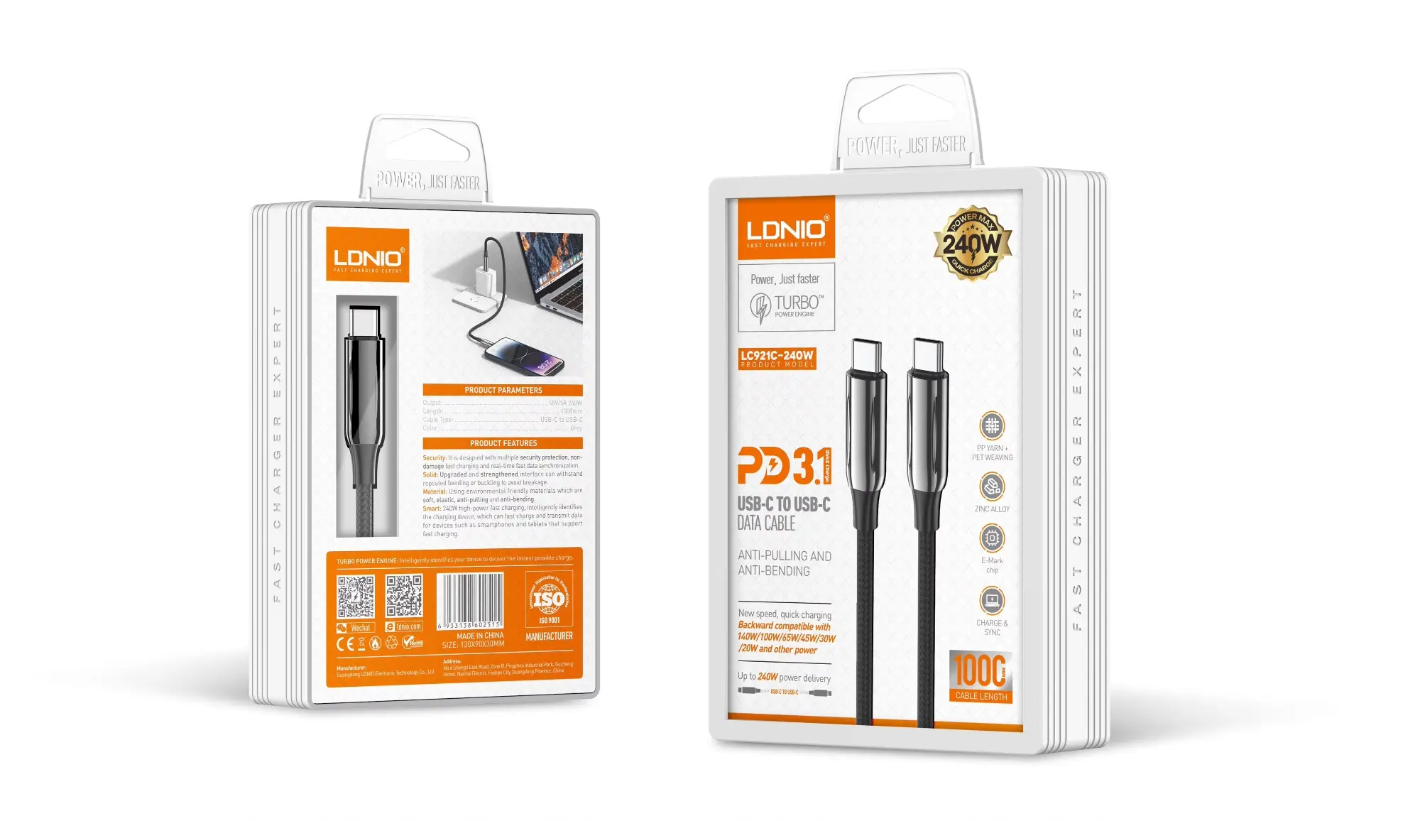 Picture of LDNIO LC921c 240W High Power PD3.1 Fast Charge Protocol E-marker Chip Fast Charging Charger Data Cable