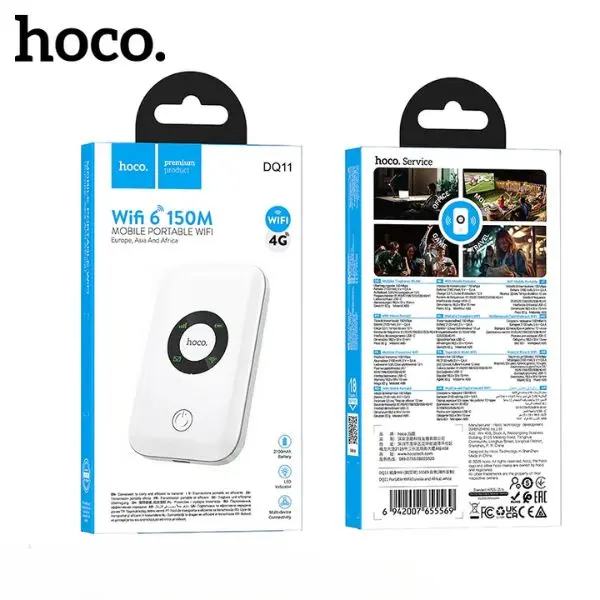 Picture of HOCO DQ11 Portable WIFI Router WiFi 6 All BD Sim Supported Pocket Router 4G Sim Support Pocket Router For Travel Mini Pocket Router Wifi Router Car