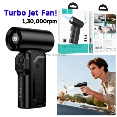 Picture of Hoco HX68 Flujo Turbo Jet Fan Digital Display Violent 130000RPM Ultra High Speed Total 8000mAh Battery Low Noise Mini Fan for Cooling