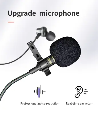 Picture of Jmary MCR6 Type C Studio Recording Lavalier Microphone with Earphones for Stereo Radio Headphone