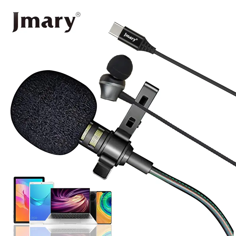 Picture of Jmary MCR6 Type C Studio Recording Lavalier Microphone with Earphones for Stereo Radio Headphone