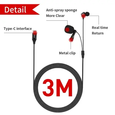 Picture of Jmary MCR6 Type C Studio Recording Lavalier Microphone with Earphones for Stereo Radio Headphone