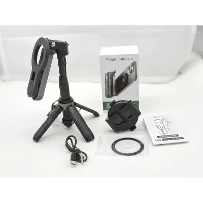 Picture of P15 MINI Magnetic Retractable Selfie Stick Tripod with Detachable Remote Size,3-in-1 Mini Phone Grip 2 Cold Shoe 10M or 393.7'' Wireless Shutter P15 Magnetic Selfie Stick Black