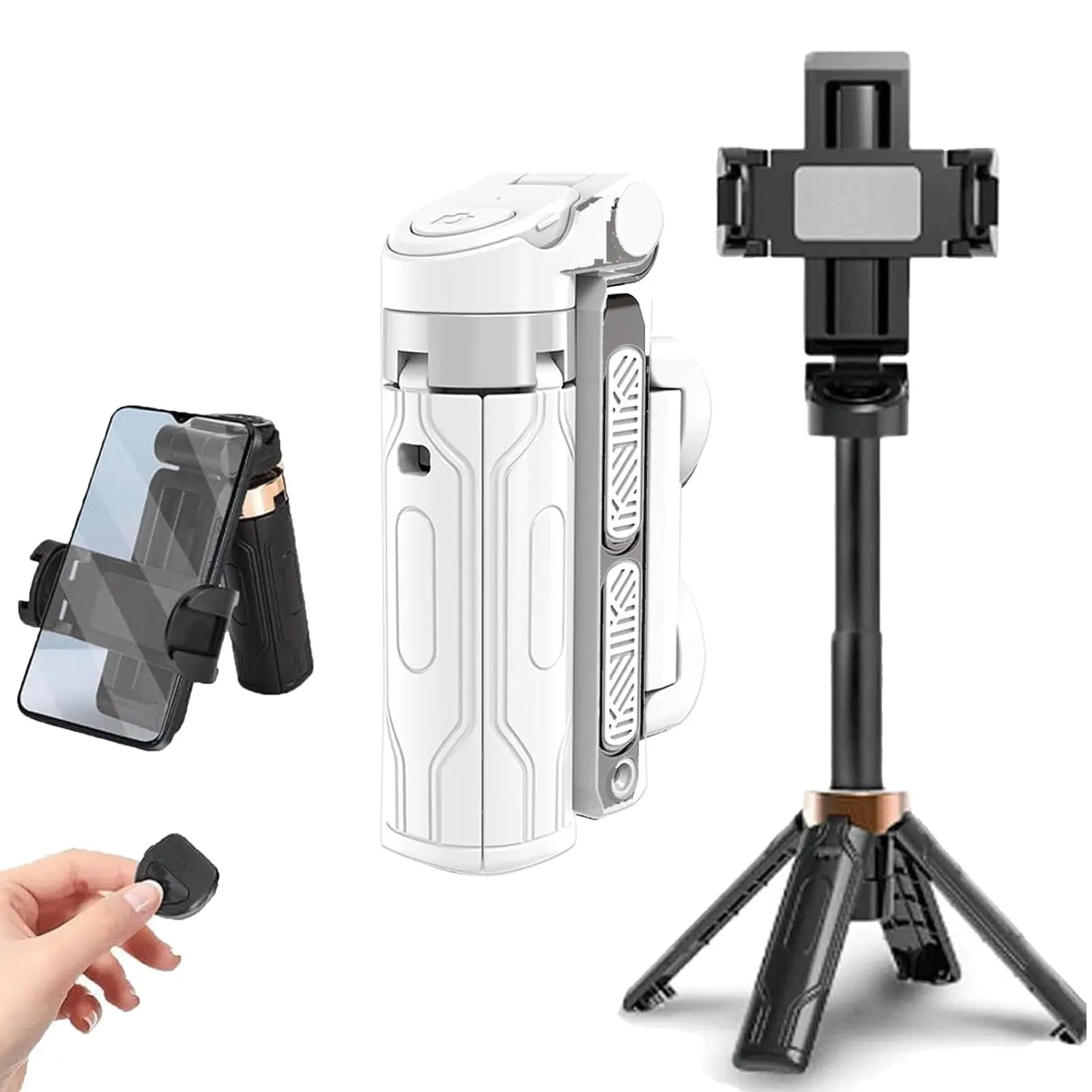 Picture of Wireless Selfie Stick Tripod Stand Bluetooth Remote Foldable Desktop Phone Holder With Keychain for Mobile Phone Shooting Tiktok
