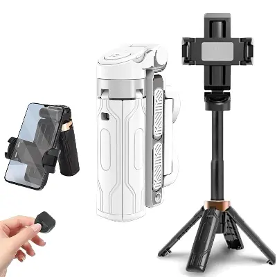 Picture of Wireless Selfie Stick Tripod Stand Bluetooth Remote Foldable Desktop Phone Holder With Keychain for Mobile Phone Shooting Tiktok