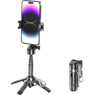 Picture of Wireless Selfie Stick Tripod Stand Bluetooth Remote Foldable Desktop Phone Holder With Keychain for Mobile Phone Shooting Tiktok