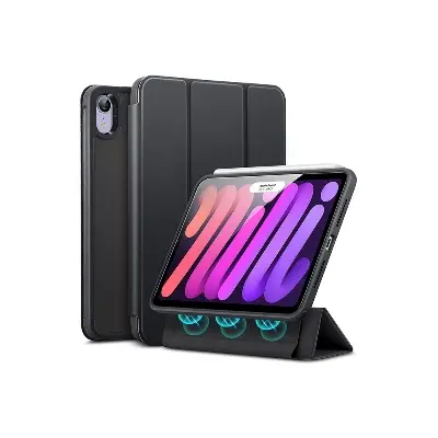 Picture of Flip Case For iPad Mini 6 and iPad Mini 7 Cover 8.3 inch Tri-Fold Smart Tablet PU Leather Case, Hard PC Back Shell Slim Case Multi- Viewing Angles Stand Hard Shell Folio Case Cover with Pencil Holder