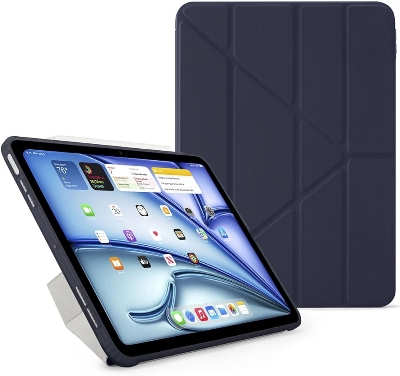 Picture of Flip Case For iPad Air 11 Inch 2024 M2 iPad Air 10.9 inch 2024 Tri-Fold Smart Tablet PU Leather Case, Hard PC Back Shell Slim Case Multi- Viewing Angles Stand Hard Shell Folio Case Cover with Pencil Holder