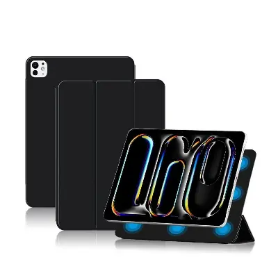 Picture of Flip Case For iPad Pro 11-inch (M4) 2024 Tri-Fold Smart Tablet PU Leather Case, Hard PC Back Shell Slim Case Multi- Viewing Angles Stand Hard Shell Folio Case Cover with Pencil Holder (iPad Pro 11 2024)