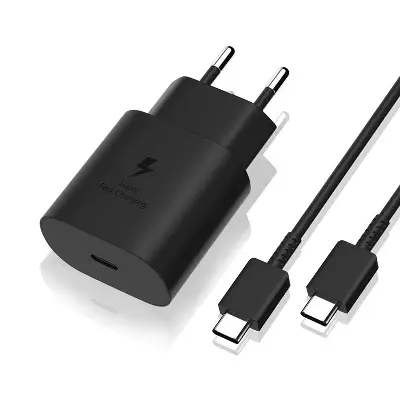 Picture of Samsung 25W Charger Travel Adapter Wired C To C Cable PD 3.0 25 Watt Type C Fast Charging For Samsung Galaxy A54 5G A34 A15 A14 A25 A53 5G A35 S22 S22+ Fold3 Flip3 M53 5G M51 M33 5G M31S F23 5G S21 S21+ S21 FE Others