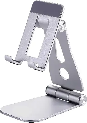 Picture of Phone Stand For desk, Mobile Stand and Phone Holder Compatible with iPhone 12, iPad, Samsung Note 20, Tablets 7-10", Adjustable Tablet Stand - Silver