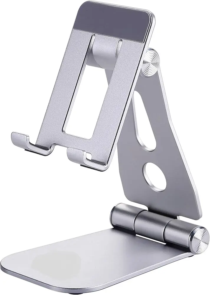 Picture of Phone Stand For desk, Mobile Stand and Phone Holder Compatible with iPhone 12, iPad, Samsung Note 20, Tablets 7-10", Adjustable Tablet Stand - Silver