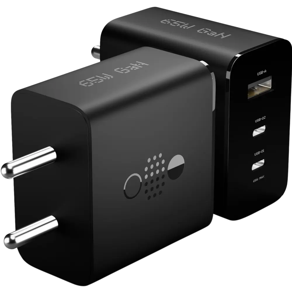 Picture of Nothing 65W GaN USB Type-C PD Charger 3 Port Compatible with Nothing Phone 3A 3A Pro 2A Plus, Nothing Phone 2A, Nothing Phone 1,Nothing Phone 2, Nothing CMF Phone 1 Samsung Pixel