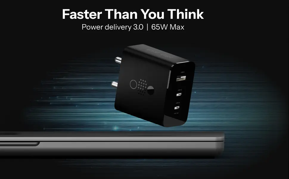Picture of Nothing 65W GaN USB Type-C PD Charger 3 Port Compatible with Nothing Phone 3A 3A Pro 2A Plus, Nothing Phone 2A, Nothing Phone 1,Nothing Phone 2, Nothing CMF Phone 1 Samsung Pixel