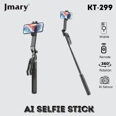 Picture of Jmary KT-299 Al Face Sensor Selfie Stick Tripod Upto 1.8 Meter long 360° Horizontal Rotation Smart Tripods