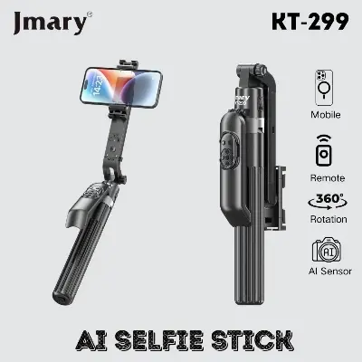 Picture of Jmary KT-299 Al Face Sensor Selfie Stick Tripod Upto 1.8 Meter long 360° Horizontal Rotation Smart Tripods