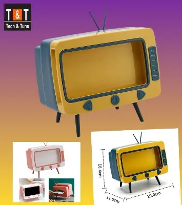 Picture of Lovely Creative Classic TV Tissue Box Holder with Phone Holder, Retro TV Shape  Phone Stand, Creative Retro TV Shaped Tissue Dispenser Box Holder, 2-in-1 Multifunctional Napkin Organizer for Bathroom Kitchen Bedroom Office