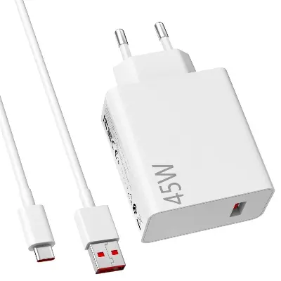 Picture of 45W Fast Charger with USB C Cable 1m for XiaoMi Redmi Note 15 14 5G 14 Pro, Turbo Charger for Xiaomi Pad 6 5 Redmi Note 14 13 12S 12 POCO Pad M6 Mi 10T Pro Lite Redmi 15 5G Redmi 15C POCO M7