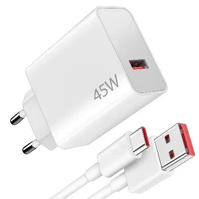 Picture of 45W Fast Charger with USB C Cable 1m for XiaoMi Redmi Note 15 14 5G 14 Pro, Turbo Charger for Xiaomi Pad 6 5 Redmi Note 14 13 12S 12 POCO Pad M6 Mi 10T Pro Lite Redmi 15 5G Redmi 15C POCO M7