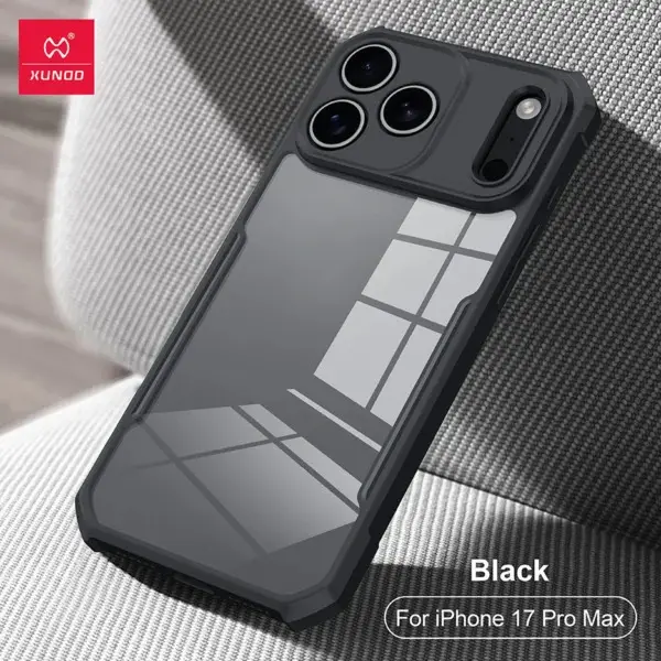 Picture of XUNDD CASE For iPhone 17 Pro Max Phone 6.9 Inches Military Grade Black Bumper Case Airbags Shockproof Protective Transparent Back Cover