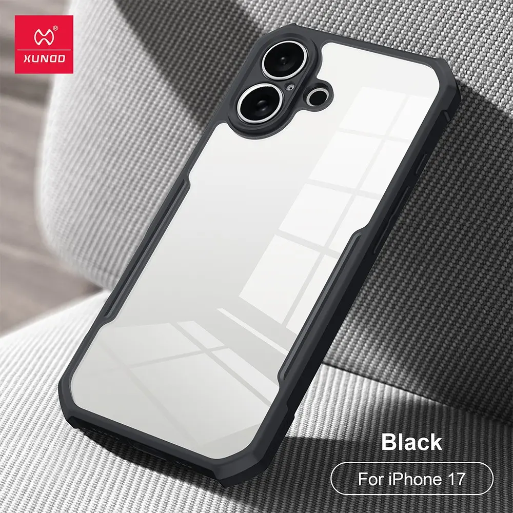 Picture of XUNDD CASE For iPhone 17 Phone 6.3 Inches Military Grade Black Bumper Case Airbags Shockproof Protective Transparent Back Cover