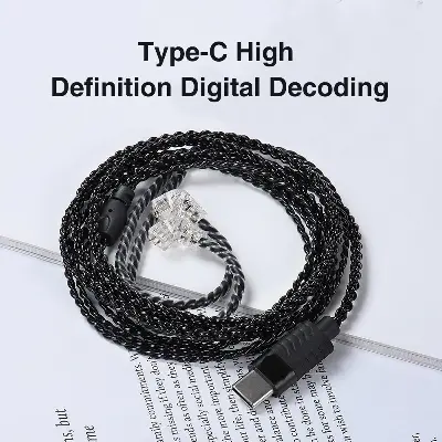 Picture of KZ Earphone Phone Type-C Interface Upgrade Cable 0.75mm 2 Pin USB-C Wire with Microphone for EDX PRO ZSN PRO ZSN PRO ZSN PRO TRN 1 TRN 1 Pro