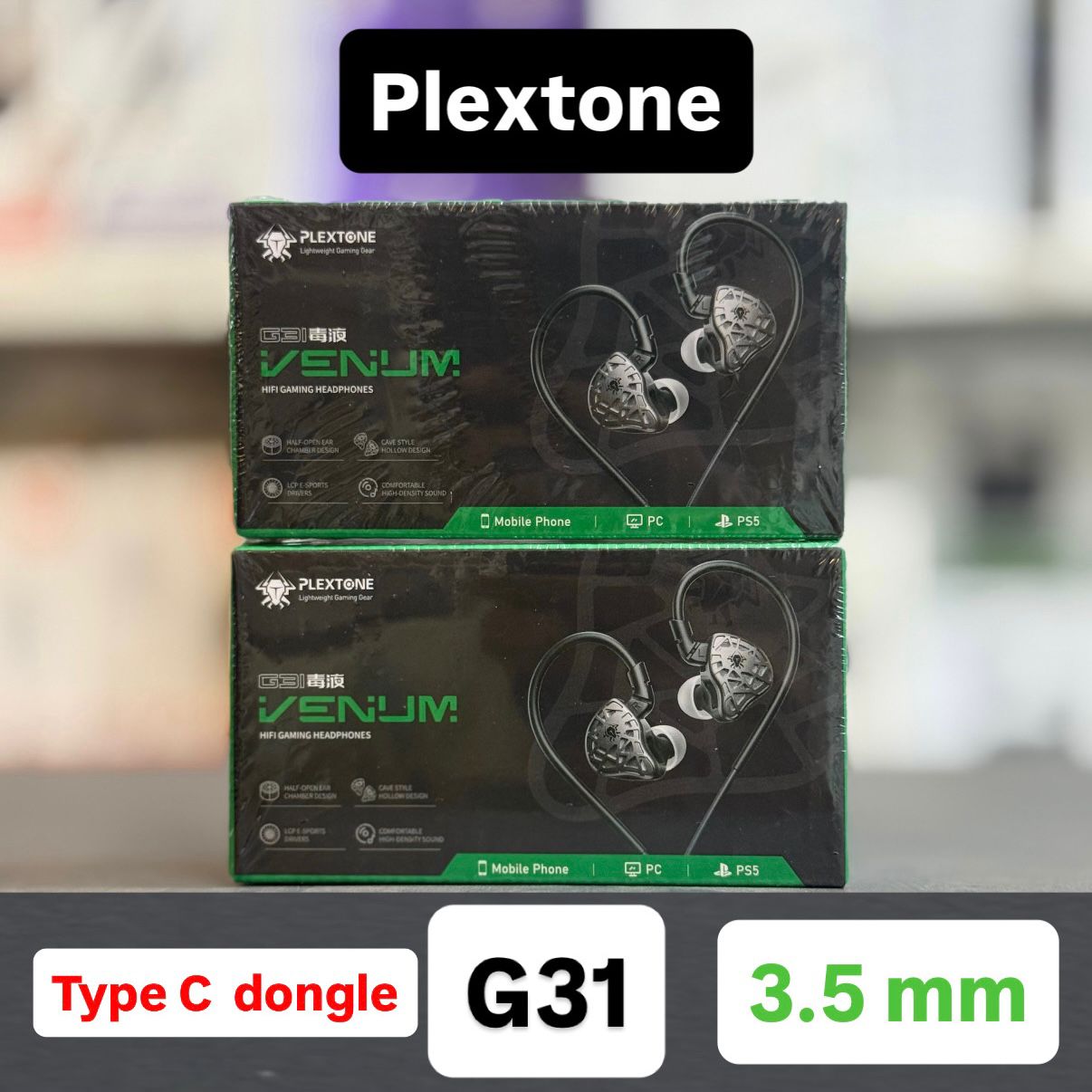 Picture of PLEXTONE G31 Venom Gaming Headphones, In-Ear Headphones, Sports Headphones, HIFI Bass Headphones, 5th Generation Tracker Speakers, Earhook Headphones, Monitor headphone