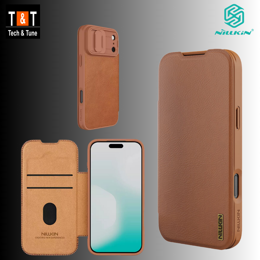 Picture of Nillkin Flip Case For iPhone 17 Pro Max 6.9 inches Phone Cover Leather Wallet Case Premium PU Leather Case with Card Holder Lens Cover Stand Protection Slim Fit Full Covered Flip Cover