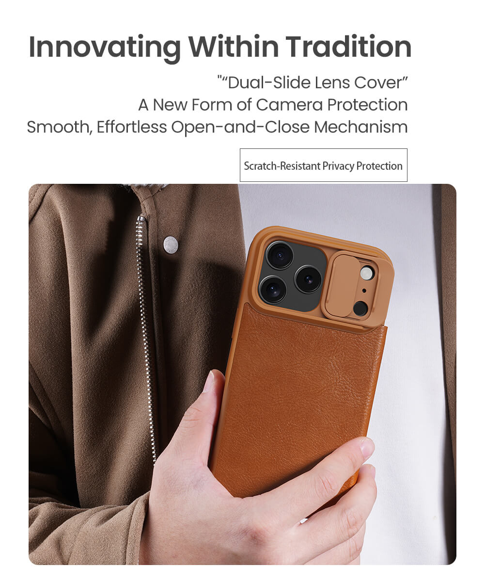 Picture of Nillkin Flip Case For iPhone 17 Pro Max 6.9 inches Phone Cover Leather Wallet Case Premium PU Leather Case with Card Holder Lens Cover Stand Protection Slim Fit Full Covered Flip Cover