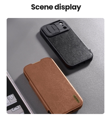 Picture of Nillkin Flip Case For iPhone 17 Pro 6.3 inches Phone Cover Leather Wallet Case Premium PU Leather Case with Card Holder Lens Cover Stand Protection Slim Fit Full Covered Flip Cover