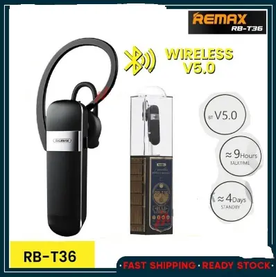 Picture of REMAX RB-T36 Headset Bluetooth V5.0 Headset For Driving Single Headset For Calls Ear-Hook Headsets Handsfree With Microphone HD Voice Headset
