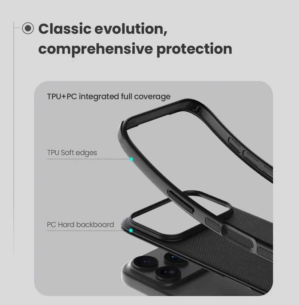 Picture of For iPhone 17 Pro 6.3 Inches NILLKIN Super Frosted Shield Pro Dual Protective Material PC and TPU Bumper Protective Case Anti-Fingerprint Matte Texture Back Cover
