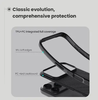 Picture of For iPhone 17 Pro Max 6.9 Inches NILLKIN Super Frosted Shield Pro Dual Protective Material PC and TPU Bumper Protective Case Anti-Fingerprint Matte Texture Back Cover