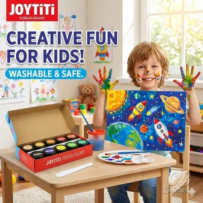 Picture of Joytiti Poster Color Set 12 Shades (10ml Jars) - Made in Korea - Non-Toxic Vibrant Art Paint for Students