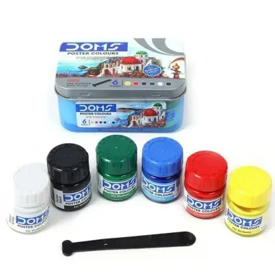 Picture of DOMS Poster Colour Set 6 Shades (10ml each) - With Free Dual Brush & Agitator - Vibrant Painting Kit for Kids