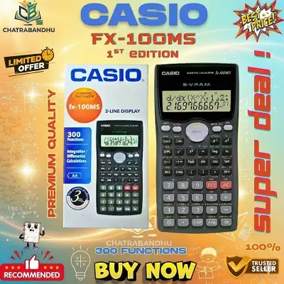 Picture of FX 100MS Scientific Calculator, Calculator (1st edition)(thailand variant)l– 300 Functions  – Non-Programmable – Exam Use Model, Calculator for students