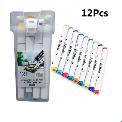 Picture of Touch Yuze YZ-502 Twin Tip Art Markers (12 Colors) - Dual Head Sketch Pens for Artists & Designers,Professional Art Markers - 12 Color Touch Yuze Sketch Set