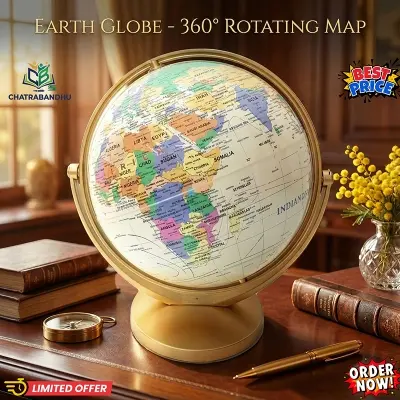 Picture of 14.16CM World Globe for Kids Learning, Educational Rotating World Map Globes Mini Size Decorative Earth Children Globe for Classroom Geography Teaching, Desk & Office Decoration