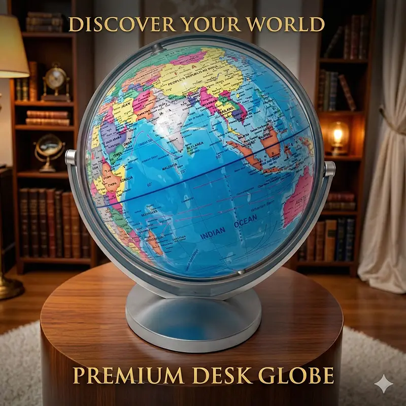 Picture of 360° Rotating 10.5 CM Earth Globe World Map With Stand Geography Education Toy Home Decoration Office Ornament Kids Gift 360° Rotating 10.5CM Earth Globe World Map With Stand Geography Education Toy Home Decoration Office Ornament Kids Gift