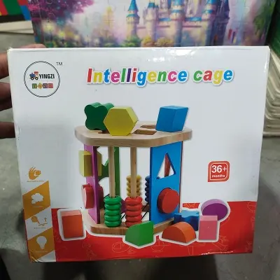 Picture of Wooden Intelligence Cage Toy for Toddlers - Shape & Color Sorting Educational Game - Occupational Therapy Aid for ASD,Educational Intelligence Cage - Brain & Hand Coordination Toy