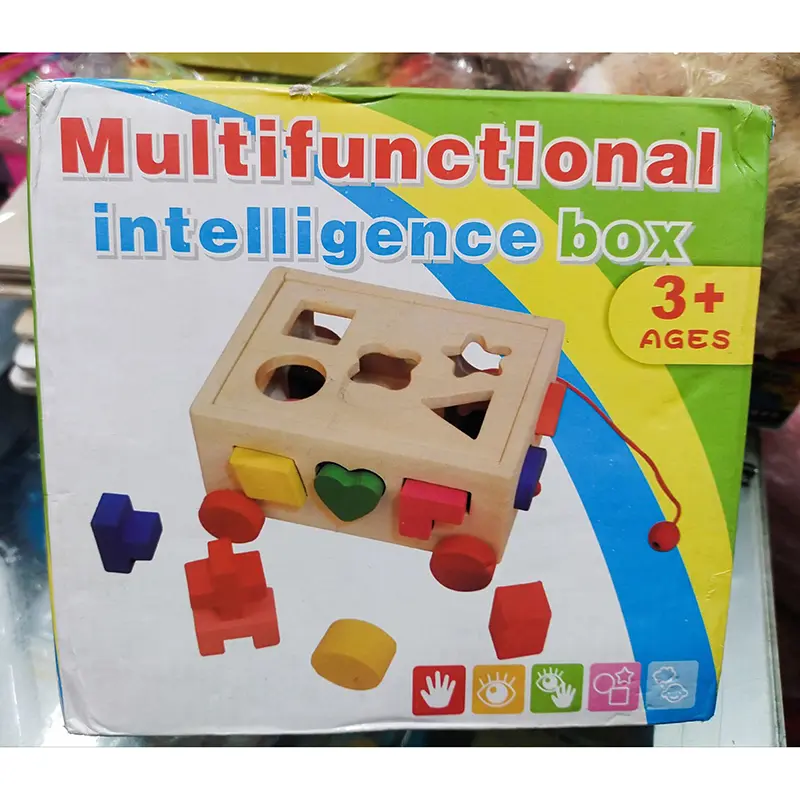 Picture of Wooden Shape Sorter Car Toy for Toddlers - Pull Along Vehicle with 15 Geometric Blocks - Montessori Educational Puzzle,Montessori Wooden Car Puzzle - Pull & Sort Educational Toy