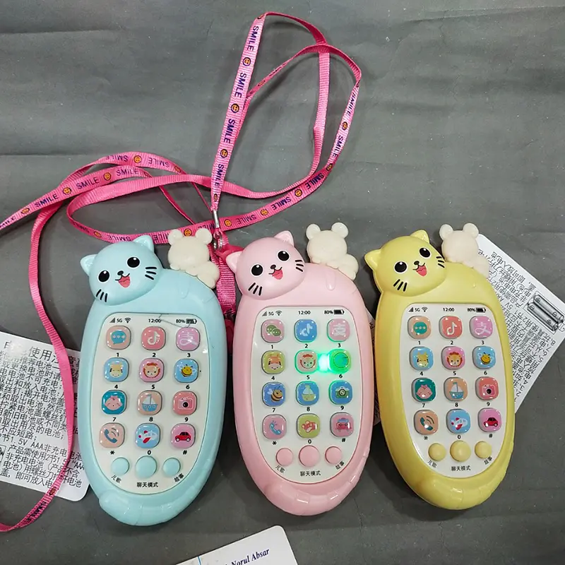 Picture of Baby Cell Phone Toy with Music and Light - Interactive Early Educational Learning & Sensory Toy for Infants & Toddlers with Teether Cover