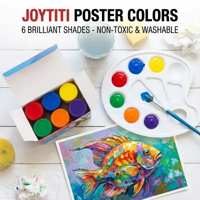 Picture of oytiti Poster Color Set 6 Shades (10ml Jars) - Made in Korea - Non-Toxic Smooth Matte Finish Paint for Students