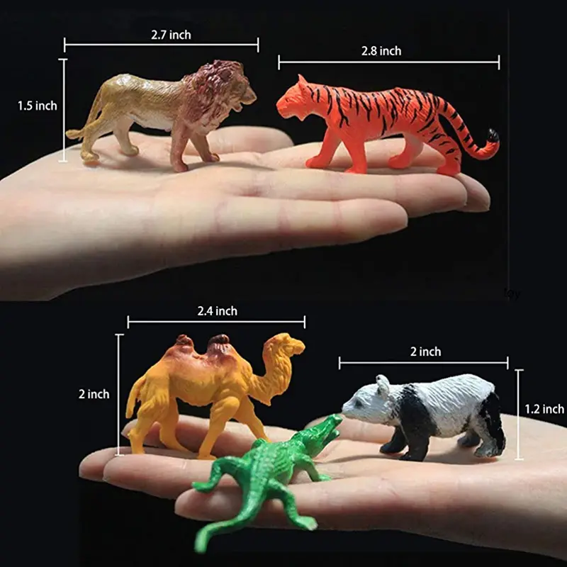 Picture of 32+ Pcs Mini Rubber Animal Toy Set for Kids - Jungle & Zoo Wild Animals Figure Playset.