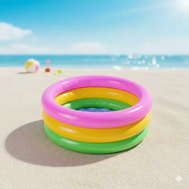 Picture of Swimming Pool Inflatable Swimming Pool Paddling Pool Three-Color Inflatable Rainbow Round Family Inflatable Swimming Pool Inflatable Pool(60CM